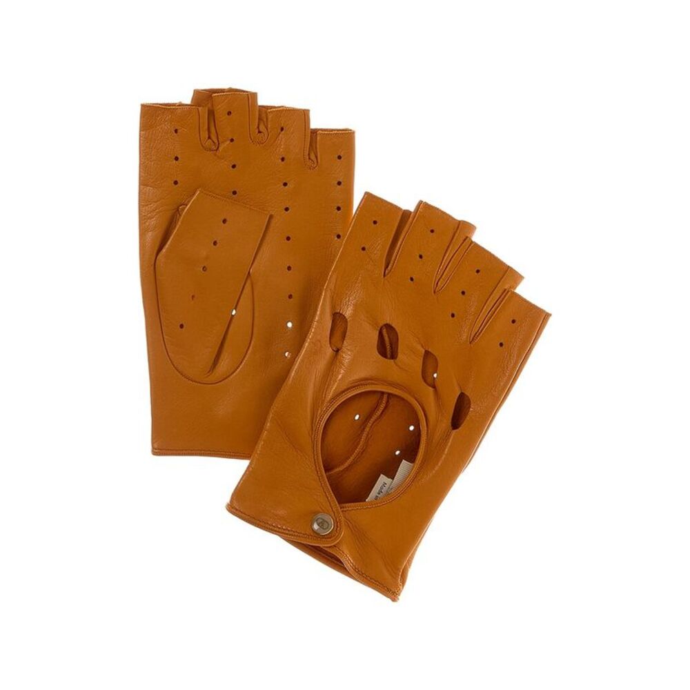 Valentino Vlogo Leather Fingerless Gloves, Orange